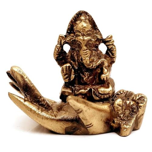 Ganesh Idol on a Palm | Handcrafted Brass Statue Showpiece for Home Décor