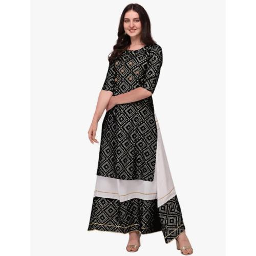Women’s Bandhani Printed Rayon Kurti Skirt Set