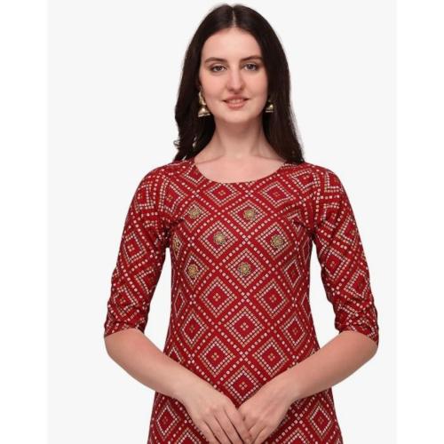 Women’s Bandhani Printed Rayon Kurti Skirt Set