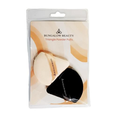 Triangle Powder Puff Set of 2 Powder Puffs for Face Powder - Black & Pink
