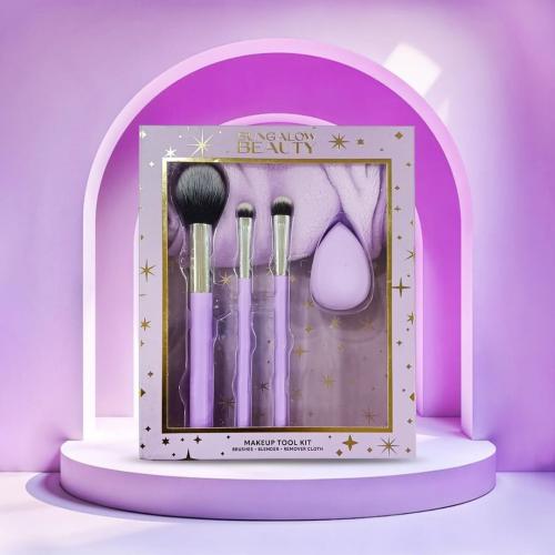 Purple Makeup Brush and Blending Sponge Set