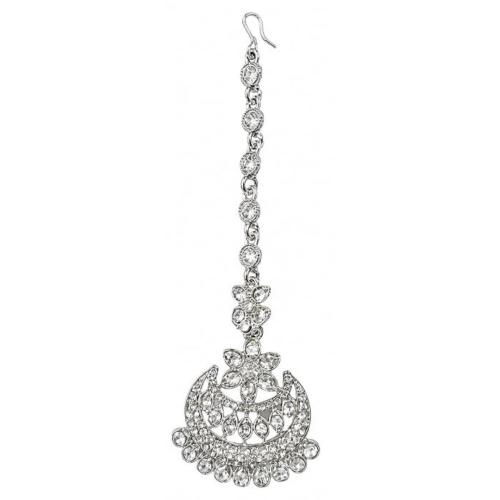 Silver Tone Traditional Indian Maang Tikka for Women – Bridal Hair Jewellery