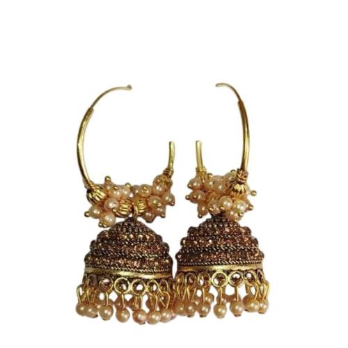 Gold Plated Copper Zircon Bali Hoop Earrings for Women & Girls – 1 Piece