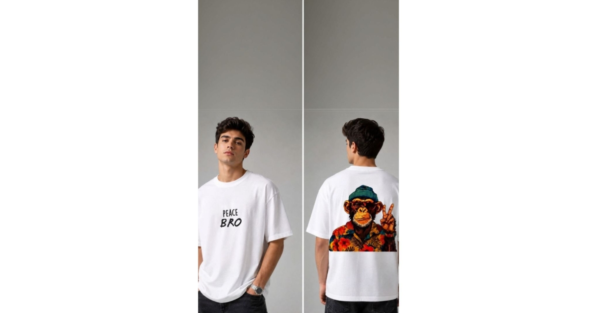 Men White Typography Graphic Print Oversized Cotton T-Shirt - S | LX INDIA