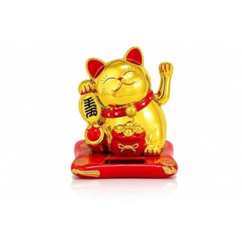 Lucky Cat Waving Arm – Traditional Chinese Feng Shui Maneki Neko, for Car, Business Premises, Offices, and House 