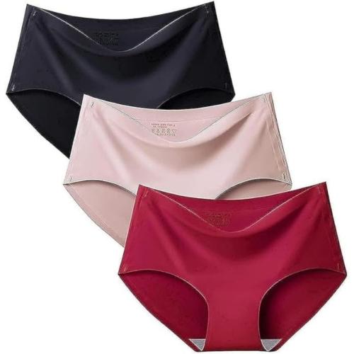  Women's Ice Silk Bikini Brief Underwear Seamless Breathable Mid Waist Panties 