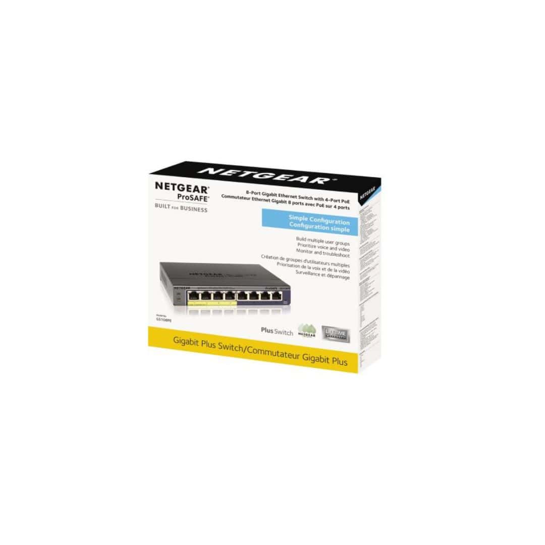 Netgear Gs108pe 8 Port Gigabit Ethernet Plus With 4 Ports Poe 45w