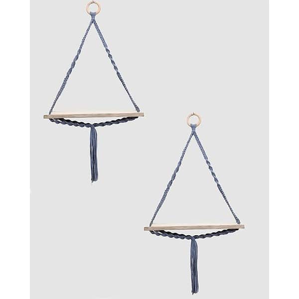 Homesake Macrame Wall Hanging Shelf Woven Home Decor Wood Floating Storage Shelf 3 - LXINDIA.COM